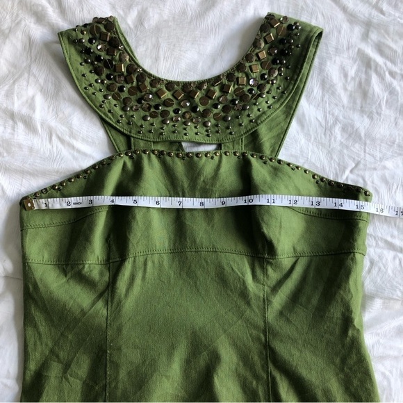 Adrianna Papell Linen Blend Beaded Cleopatra Dress - Picture 7 of 12